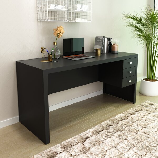 Mesa Para Escritório 155cm Com 3 Gavetas Reversível Me4113
