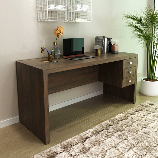Mesa Para Escritório 155cm Com 3 Gavetas Reversível Me4113 Ru