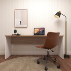 Mesa Para Escritório 180cmx42cm 180cm Branca E Carvalho Mel B