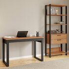 Mesa Para Escritório 1 Gaveta Industrial  Freijó/preto