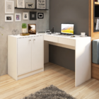 Mesa Para Escritório 2 Portas 2 Gavetas Dubai Branco - Fellic