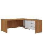 Mesa Para Escritório 2 Portas 3 Gavetas Diretor Em L Freijó/b