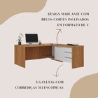 Mesa Para Escritório 2 Portas 3 Gavetas Diretor Em L Freijó/b