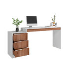 Mesa Para Escritório 3 Gavetas 177 X 78 Cm Mdp Branco Castanh