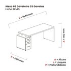 Mesa Para Escritório 3 Gavetas Pe40 Escarlate/grafito
