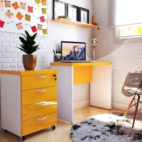 Mesa Para Escritório 90cmx42cm 40mm Com Caixa De Tomada  Bran