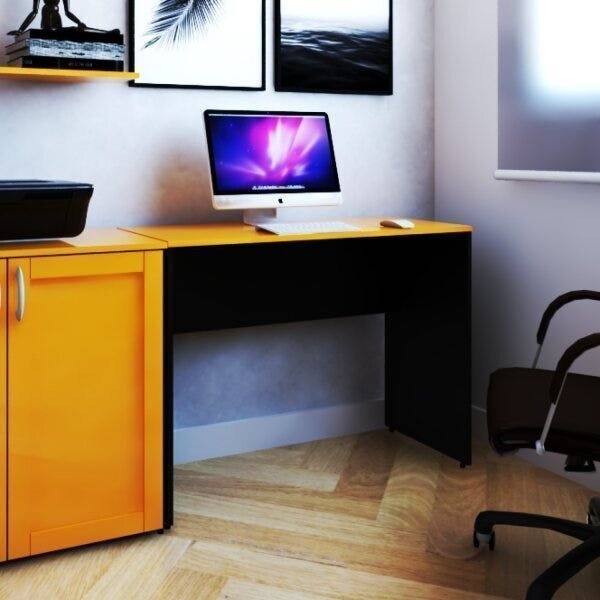 Mesa Para Escritório 90cmx47cm 15mm  Preto/amarela
