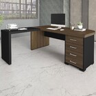 Mesa Para Escritório Com Apoio 4 Gavetas Charuto/preto - Arta