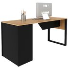 Mesa Para Escritório Com Armário Lateral 160 Cm Amêndoa/preto