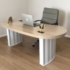 Mesa Para Escritório Com Tampo Curvado E Pés Ripados Carvalho