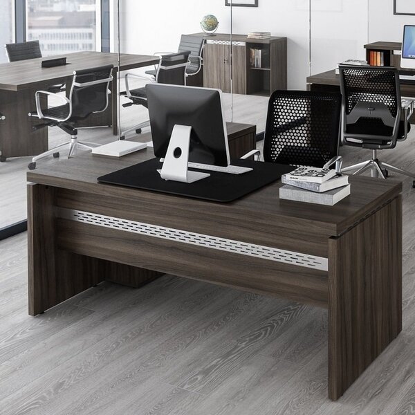 Mesa Para Escritório Diretor 180x70cm Pe50  Walnut/prata