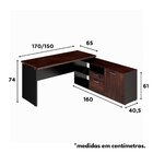 Mesa Para Escritório Diretor Em L 170x150cm Com Armário 1 Por