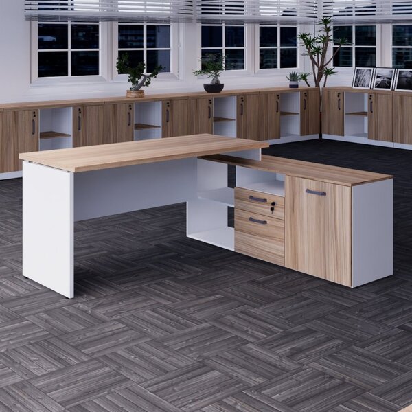 Mesa Para Escritório Diretor Em L 170x150cm Com Armário 1 Por