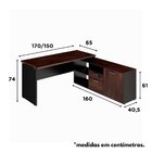 Mesa Para Escritório Diretor Em L Com Armário E 1 Pasta Suspe