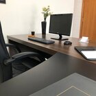 Mesa Para Escritório Diretor Em L Em Tamburato  Charuto/preto