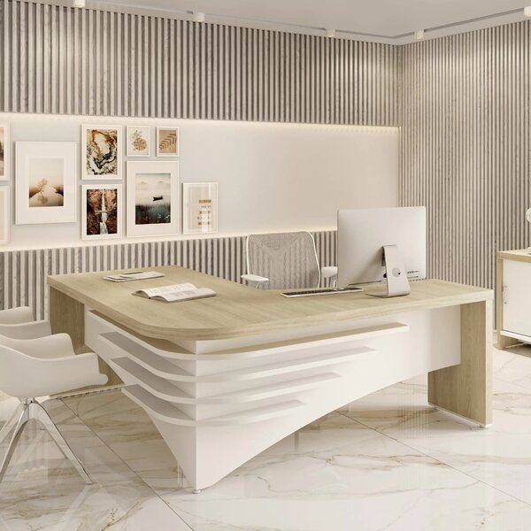Mesa Para Escritório Diretor Em L Tamburato E Elegante Carval