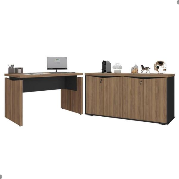 Mesa Para Escritório E Balcão 4 Portas Conde Nogal Preto