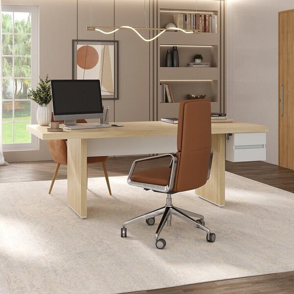 Mesa Para Escritório E Reunião 2 Metros Com 2 Gavetas Em Tamb