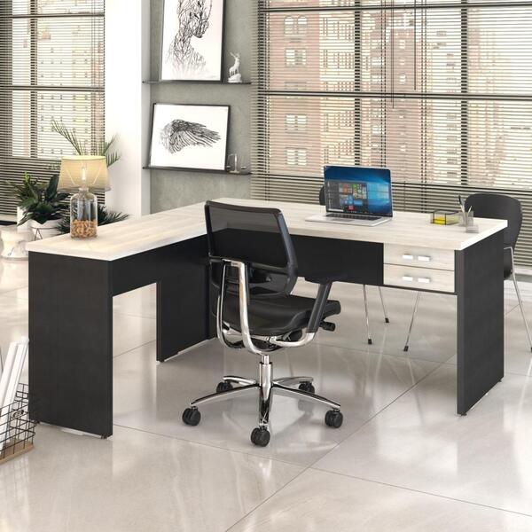 Mesa Para Escritório Em L 1,60x1,60m Tampo E Pés 30mm C/gav.