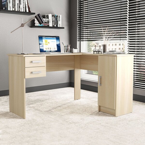 Mesa Para Escritório Em L 2 Gavetas 1 Porta Barcelona Policom