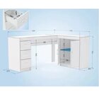 Mesa Para Escritório Em L 2 Portas E 3 Gavetas Com Estante Mo