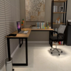 Mesa Para Escritório Em L Angular  Com Cadeira Diretor Tela M