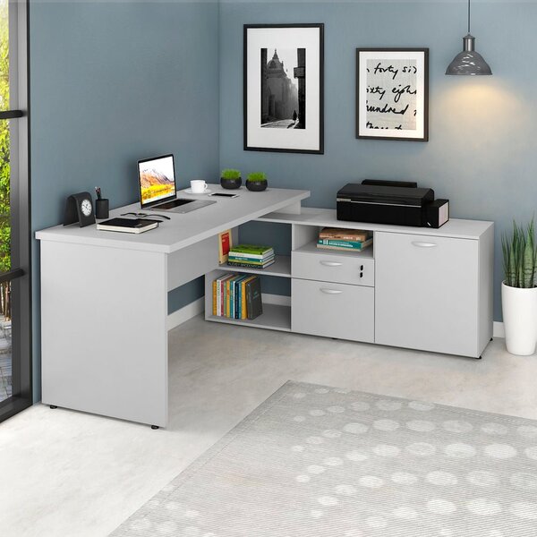 Mesa Para Escritório Em L Com Armário Web30 2 Gavetas 170cm E