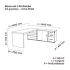 Mesa Para Escritório Em L Diretor 190x180cm Mpb04gpe40pp Esp2