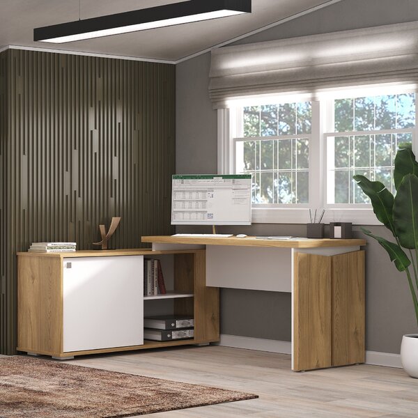 Mesa Para Escritório Em L Diretor 1 Porta 2 Nichos 135x168,5c