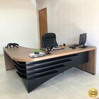 Mesa Para Escritório Em L Diretor Lado Direito Nogal/preto