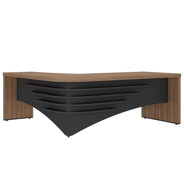 Mesa Para Escritório Em L Diretor Lado Direito Nogal/preto