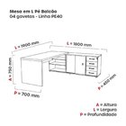 Mesa Para Escritório Em L Diretor Mpb04gpe40tub Esp213 190cm