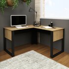 Mesa Para Escritório Em L Me4181 136cmx136cm  Amêndoa/preto