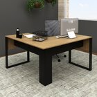 Mesa Para Escritório Em L Me4181 136cmx136cm  Amêndoa/preto