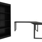 Mesa Para Escritório Em L S/ Gavetas Com Estante Com Nichos P