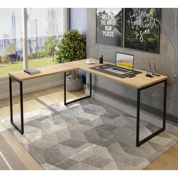 Mesa Para Escritório Em L Star 150cm Industrial Espresso Móve
