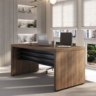 Mesa Para Escritório Escrivaninha 135 Cm  Nogal/preto