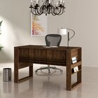 Mesa Para Escritório Escrivaninha Detalhe Ripado Nogal