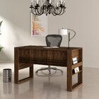 Mesa Para Escritório Escrivaninha Detalhe Ripado Nogal