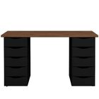 Mesa Para Escritório Escrivaninha Due Web Nogal A02 Preto - L