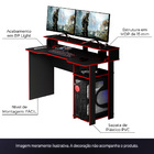 Mesa Para Escritório Home Office Gamer Me4153 Mdp Preto/verme