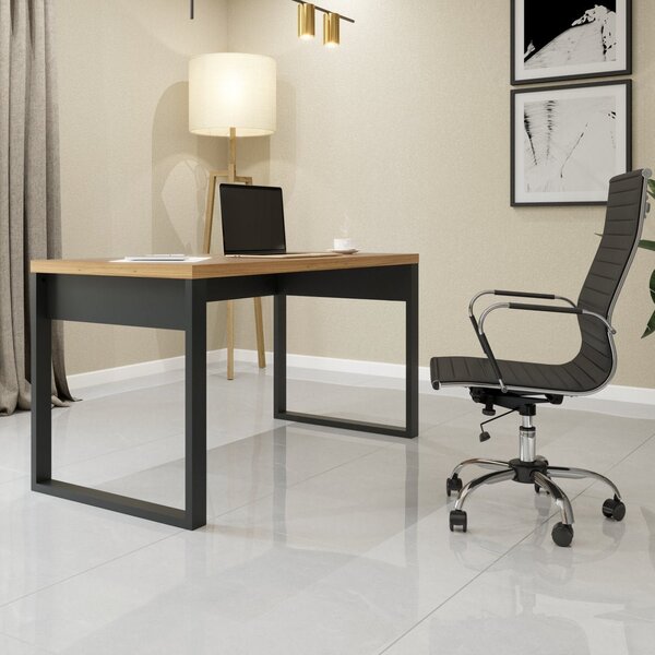 Mesa Para Escritório Industrial 135cm   Freijó/preto