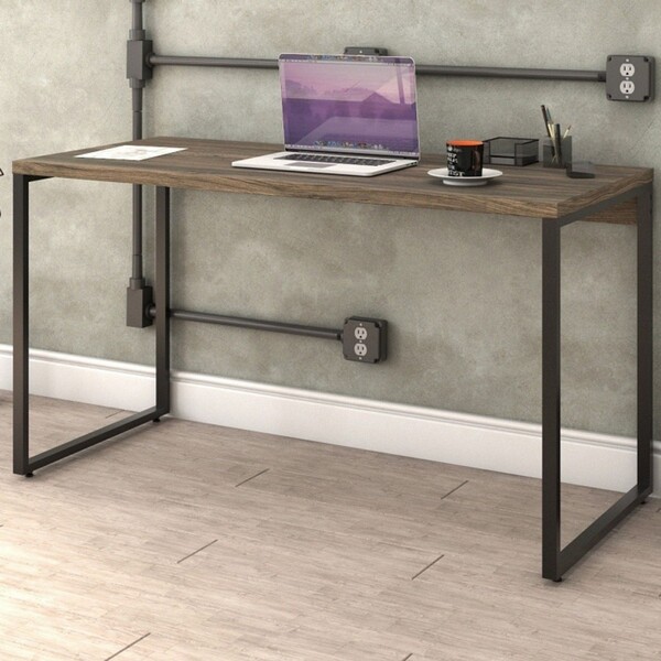 Mesa Para Escritório Office Kuadra Carvalho Dark 8397 - Compa