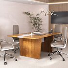 Mesa Para Escritório Para Reunião Com 2 Tomadas Freijó/branco