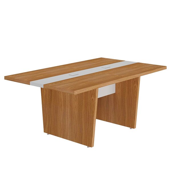 Mesa Para Escritório Para Reunião Com 2 Tomadas Freijó/branco