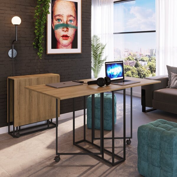 Mesa Para Escritório Reunião 4 Lugares Dobrável 142cm  Mel