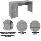 Mesa Para Escritório Reversível 136 Cm 3 Gavetas Amêndoa