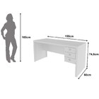 Mesa Para Escritório Reversível 155 Cm 3 Gavetas Branco