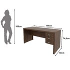Mesa Para Escritório Reversível 155 Cm 3 Gavetas Rústico