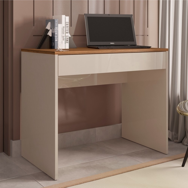 Mesa Para Escritório Savannah Com 1 Gaveta Noce Off White